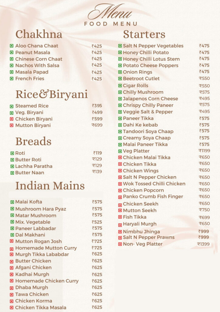 Best food Menu in Indirapuram
