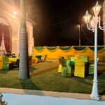 Elegant rooftop view with cozy seating arrangement