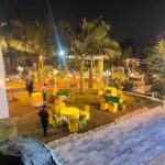 Cocktail party ambience with guests enjoying drinks